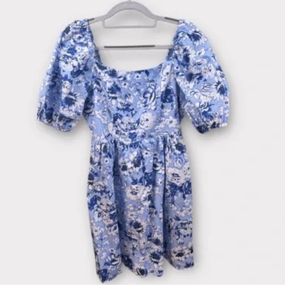 Copper Key Juniors Large MIDI dress Blue White Flowers Spring